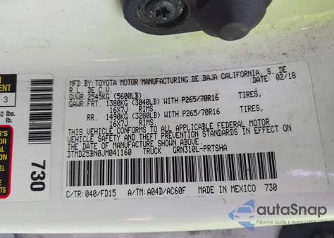 2018 Toyota Tacoma Trd Off Road from USA, damaged, VIN 3TMDZ5BN0JM041160